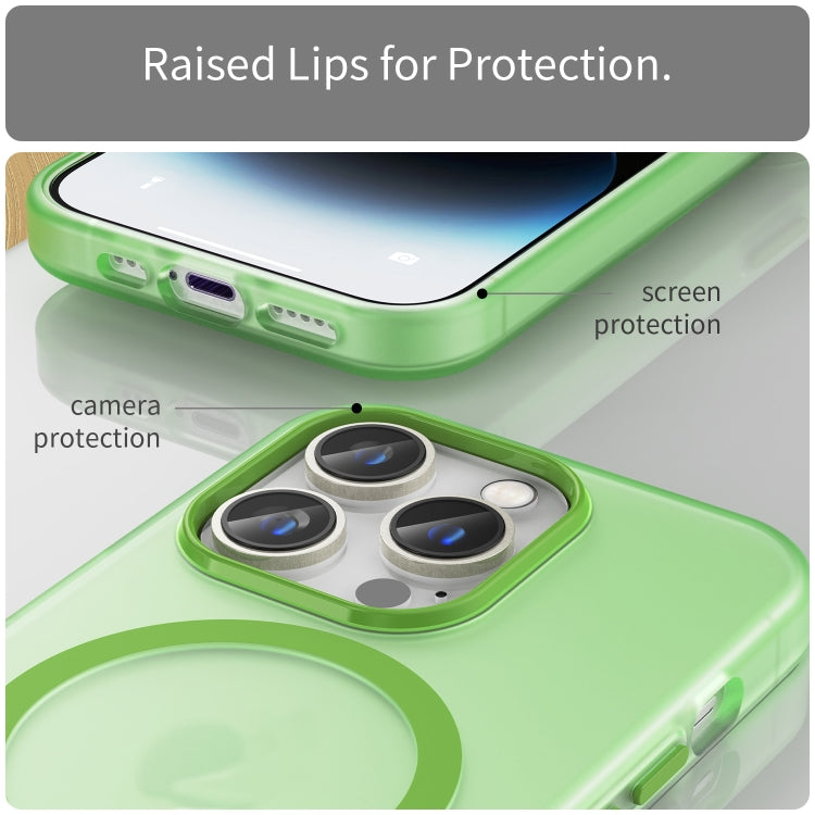 For iPhone 15 Pro MagSafe Frosted Translucent TPU + PC Full Coverage Phone Case(Green) - HoMEdemic™ 