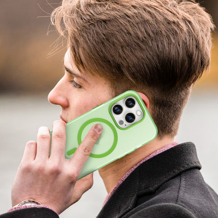 For iPhone 15 Pro MagSafe Frosted Translucent TPU + PC Full Coverage Phone Case(Green) - HoMEdemic™ 