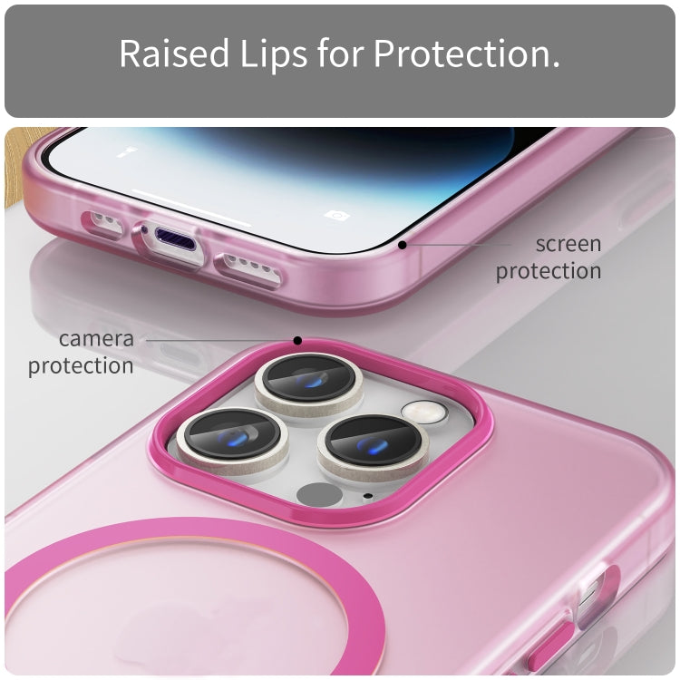 For iPhone 15 Pro MagSafe Frosted Translucent TPU + PC Full Coverage Phone Case(Pink) - HoMEdemic™ 