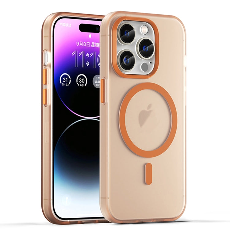 For iPhone 15 Pro MagSafe Frosted Translucent TPU + PC Full Coverage Phone Case(Orange) - HoMEdemic™ 
