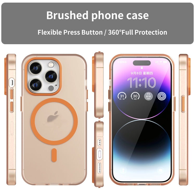 For iPhone 15 Pro MagSafe Frosted Translucent TPU + PC Full Coverage Phone Case(Orange) - HoMEdemic™ 