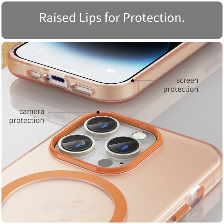 For iPhone 15 Pro MagSafe Frosted Translucent TPU + PC Full Coverage Phone Case(Orange) - HoMEdemic™ 