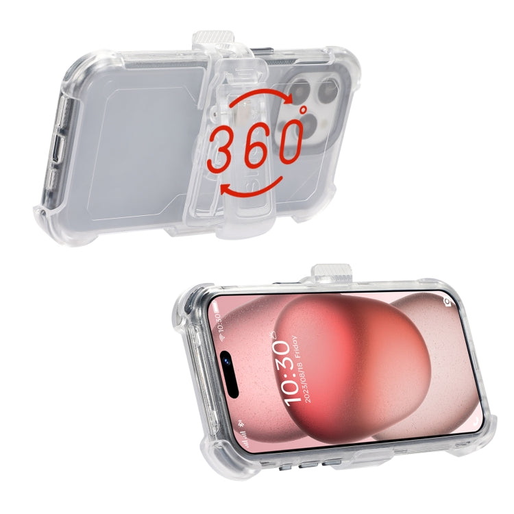 For iPhone 15 Pro Max Frosted PC+TPU Phone Case with Back Clip(Transparent Blue) - HoMEdemic™ 