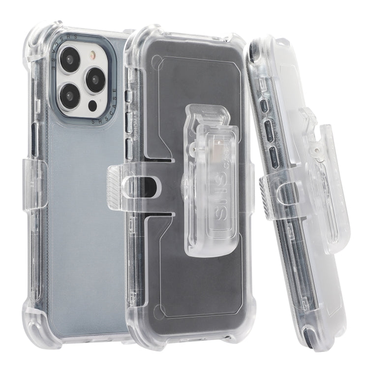 For iPhone 15 Pro Max Frosted PC+TPU Phone Case with Back Clip(Transparent Blue) - HoMEdemic™ 