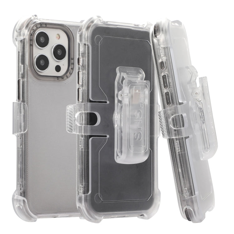 For iPhone 15 Pro Max Frosted PC+TPU Phone Case with Back Clip(Transparent Black) - HoMEdemic™ 