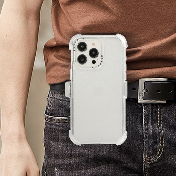 For iPhone 15 Pro Frosted PC+TPU Phone Case with Back Clip(White) - HoMEdemic™ 