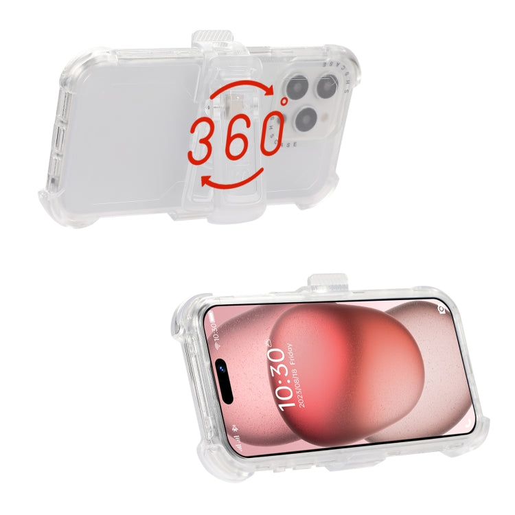 For iPhone 15 Pro Frosted PC+TPU Phone Case with Back Clip(White) - HoMEdemic™ 