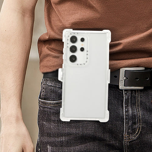 For Samsung Galaxy S24 Ultra 5G Frosted PC+TPU Phone Case with Back Clip(White) - HoMEdemic™ 