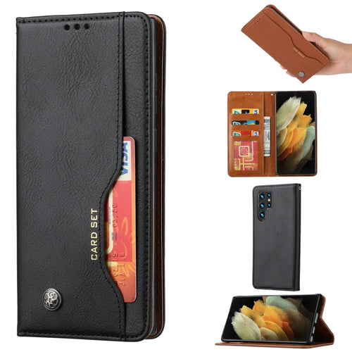 For Samsung Galaxy S24 Ultra 5G Knead Skin Texture Flip Leather Phone Case(Black) - HoMEdemic™ 