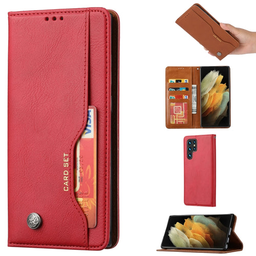 For Samsung Galaxy S24 Ultra 5G Knead Skin Texture Flip Leather Phone Case(Red) - HoMEdemic™ 