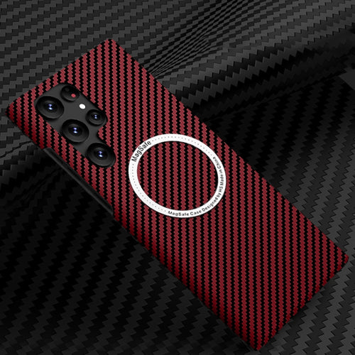 For Samsung Galaxy S24 Ultra 5G Carbon Fiber Texture MagSafe Magnetic Phone Case(Red) - HoMEdemic™ 