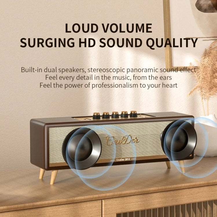 Oneder D8 Wireless Retro Dual Microphone Bluetooth Speaker(Brown) - HoMEdemic™ 