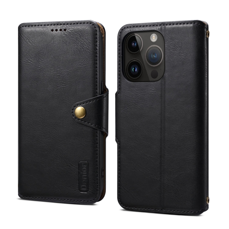 For iPhone 14 Pro Denior Cowhide Texture Wallet Style Leather Phone Case(Black) - HoMEdemic™ 