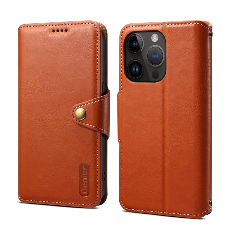 For iPhone 14 Pro Denior Cowhide Texture Wallet Style Leather Phone Case(Brown) - HoMEdemic™ 