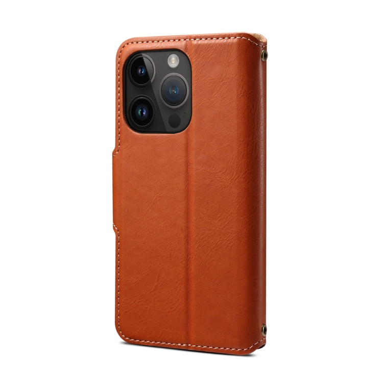 For iPhone 14 Pro Denior Cowhide Texture Wallet Style Leather Phone Case(Brown) - HoMEdemic™ 