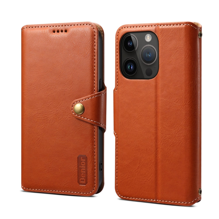 For iPhone 14 Pro Max Denior Cowhide Texture Wallet Style Leather Phone Case(Brown) - HoMEdemic™ 