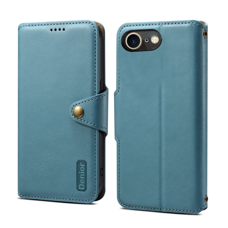 For iPhone SE 2022/SE 2020/6/7/8 Denior Cowhide Texture Wallet Style Leather Phone Case(Blue) - HoMEdemic™ 