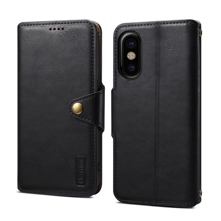 For iPhone XS / X Denior Cowhide Texture Wallet Style Leather Phone Case(Black) - HoMEdemic™ 