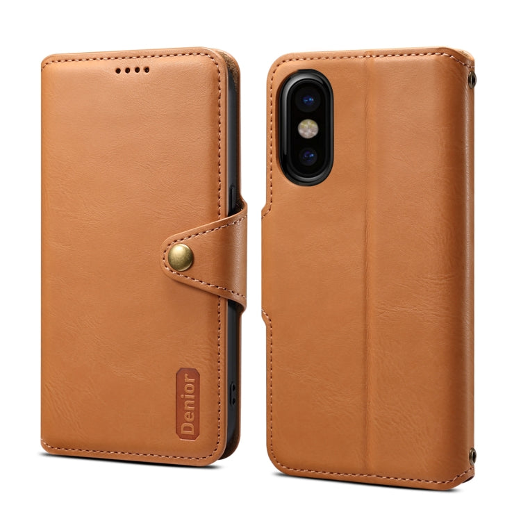 For iPhone XS / X Denior Cowhide Texture Wallet Style Leather Phone Case(Khaki) - HoMEdemic™ 
