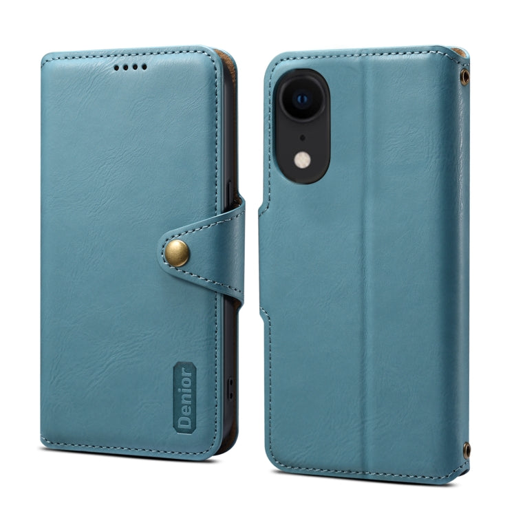 For iPhone XR Denior Cowhide Texture Wallet Style Leather Phone Case(Blue) - HoMEdemic™ 