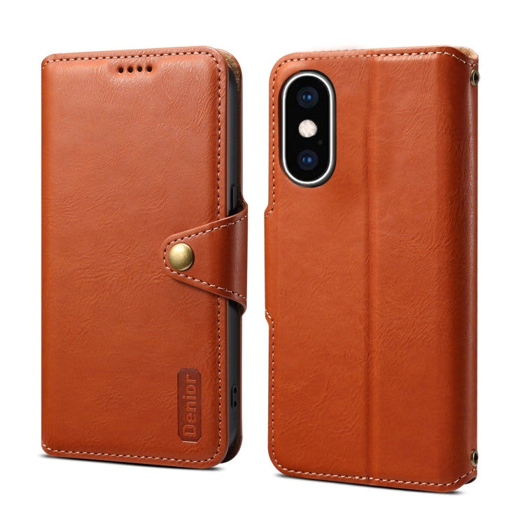 For iPhone XS Max Denior Cowhide Texture Wallet Style Leather Phone Case(Brown) - HoMEdemic™ 