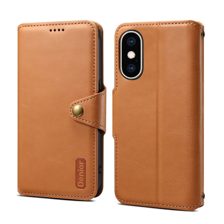 For iPhone XS Max Denior Cowhide Texture Wallet Style Leather Phone Case(Khaki) - HoMEdemic™ 