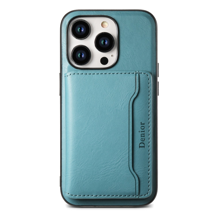 For iPhone 15 Denior Cowhide Texture Leather MagSafe Detachable Wallet Phone Case(Blue) - HoMEdemic™ 