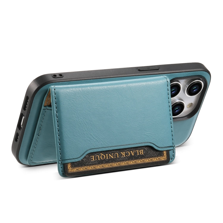 For iPhone 15 Denior Cowhide Texture Leather MagSafe Detachable Wallet Phone Case(Blue) - HoMEdemic™ 