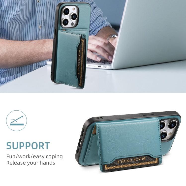 For iPhone 15 Denior Cowhide Texture Leather MagSafe Detachable Wallet Phone Case(Blue) - HoMEdemic™ 