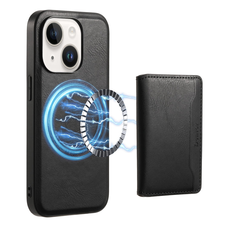 For iPhone 15 Denior Cowhide Texture Leather MagSafe Detachable Wallet Phone Case(Black) - HoMEdemic™ 