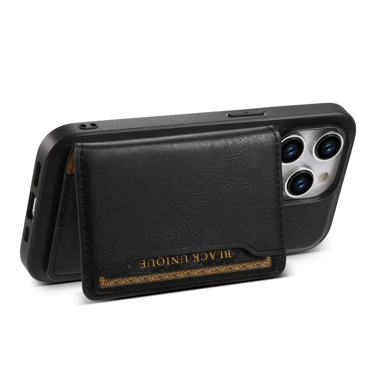 For iPhone 15 Denior Cowhide Texture Leather MagSafe Detachable Wallet Phone Case(Black) - HoMEdemic™ 