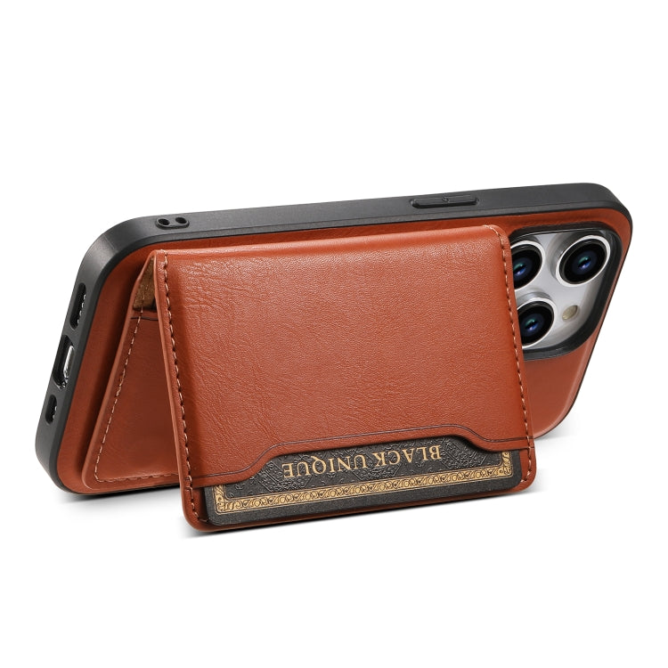 For iPhone 15 Denior Cowhide Texture Leather MagSafe Detachable Wallet Phone Case(Brown) - HoMEdemic™ 
