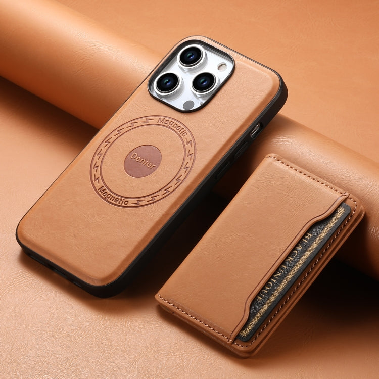 For iPhone 14 Pro Denior Cowhide Texture Leather MagSafe Detachable Wallet Phone Case(Khaki) - HoMEdemic™ 