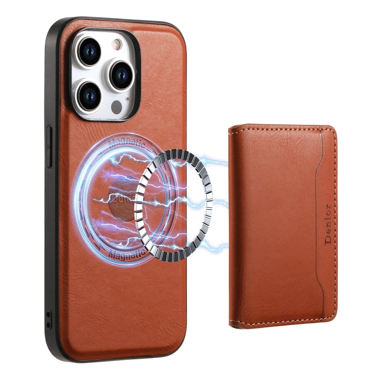 For iPhone 14 Pro Denior Cowhide Texture Leather MagSafe Detachable Wallet Phone Case(Brown) - HoMEdemic™ 
