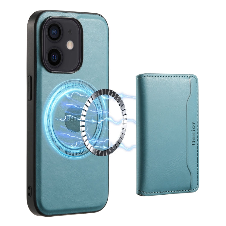 For iPhone 12 Denior Cowhide Texture Leather MagSafe Detachable Wallet Phone Case(Blue) - HoMEdemic™ 