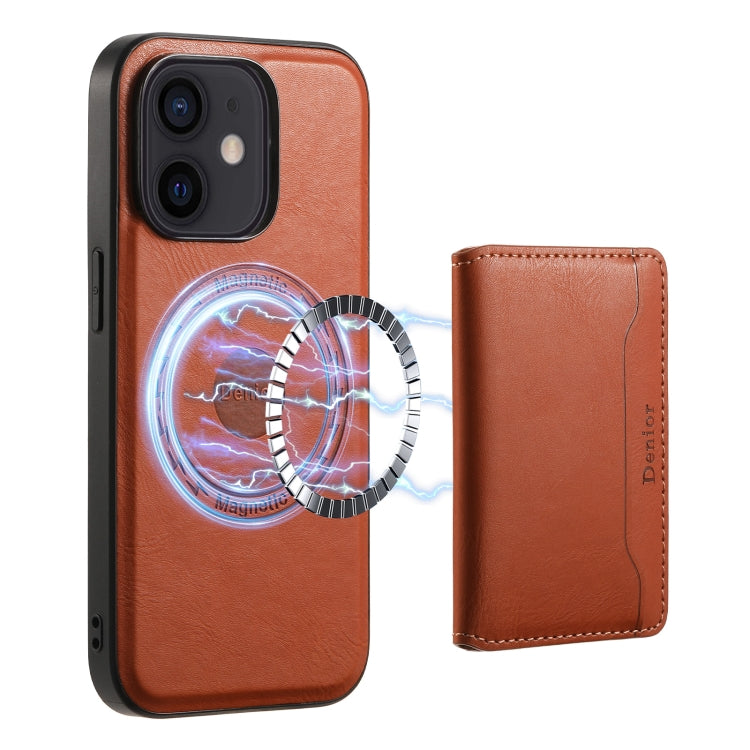 For iPhone 12 Denior Cowhide Texture Leather MagSafe Detachable Wallet Phone Case(Brown) - HoMEdemic™ 