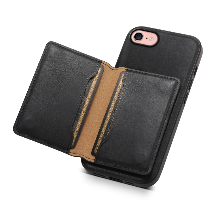 For iPhone SE 2022/2020/8/7 Denior Cowhide Texture Leather MagSafe Detachable Wallet Phone Case(Black) - HoMEdemic™ 