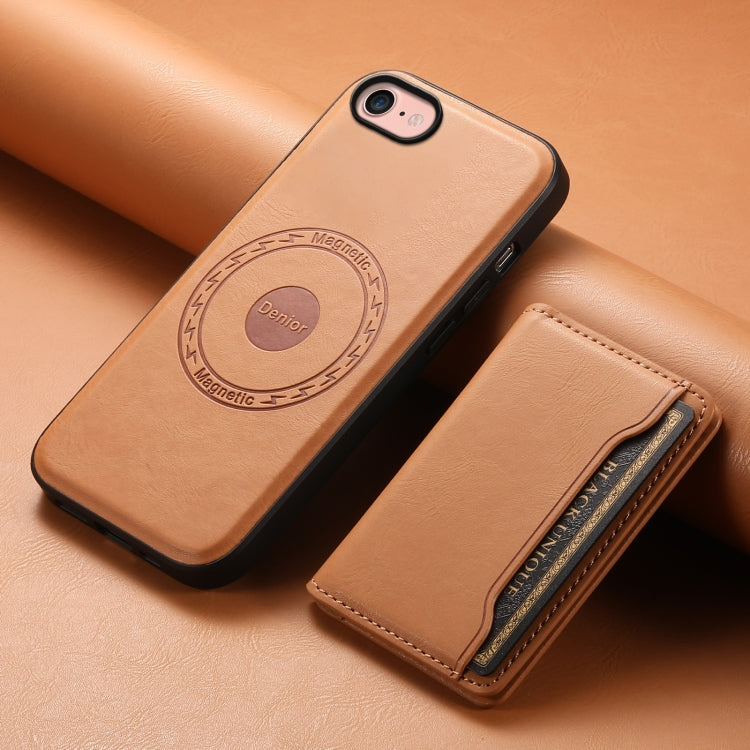 For iPhone SE 2022/2020/8/7 Denior Cowhide Texture Leather MagSafe Detachable Wallet Phone Case(Khaki) - HoMEdemic™ 