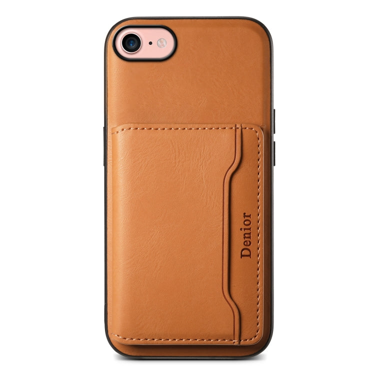For iPhone SE 2022/2020/8/7 Denior Cowhide Texture Leather MagSafe Detachable Wallet Phone Case(Khaki) - HoMEdemic™ 