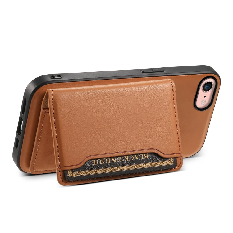 For iPhone SE 2022/2020/8/7 Denior Cowhide Texture Leather MagSafe Detachable Wallet Phone Case(Khaki) - HoMEdemic™ 