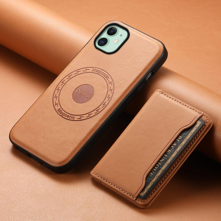 For iPhone 11 Denior Cowhide Texture Leather MagSafe Detachable Wallet Phone Case(Khaki) - HoMEdemic™ 