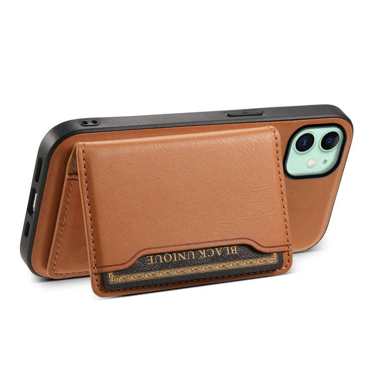 For iPhone 11 Denior Cowhide Texture Leather MagSafe Detachable Wallet Phone Case(Khaki) - HoMEdemic™ 