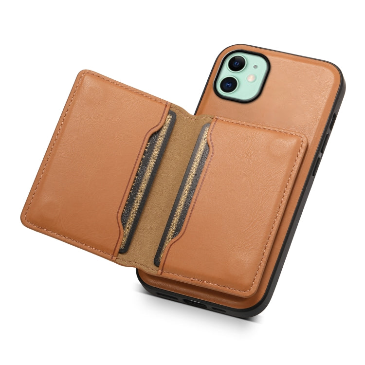 For iPhone 11 Denior Cowhide Texture Leather MagSafe Detachable Wallet Phone Case(Khaki) - HoMEdemic™ 