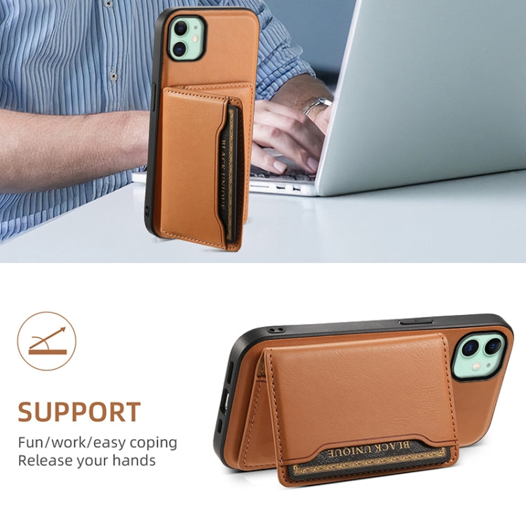 For iPhone 11 Denior Cowhide Texture Leather MagSafe Detachable Wallet Phone Case(Khaki) - HoMEdemic™ 
