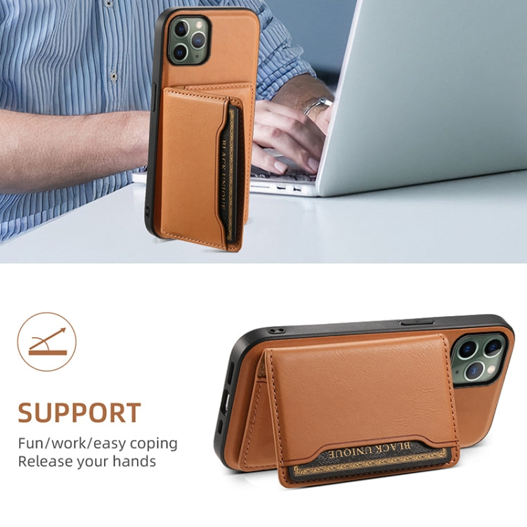 For iPhone 11 Pro Denior Cowhide Texture Leather MagSafe Detachable Wallet Phone Case(Khaki) - HoMEdemic™ 
