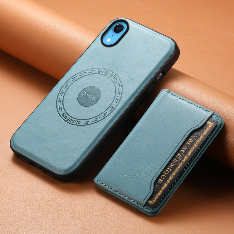 For iPhone XR Denior Cowhide Texture Leather MagSafe Detachable Wallet Phone Case(Blue) - HoMEdemic™ 