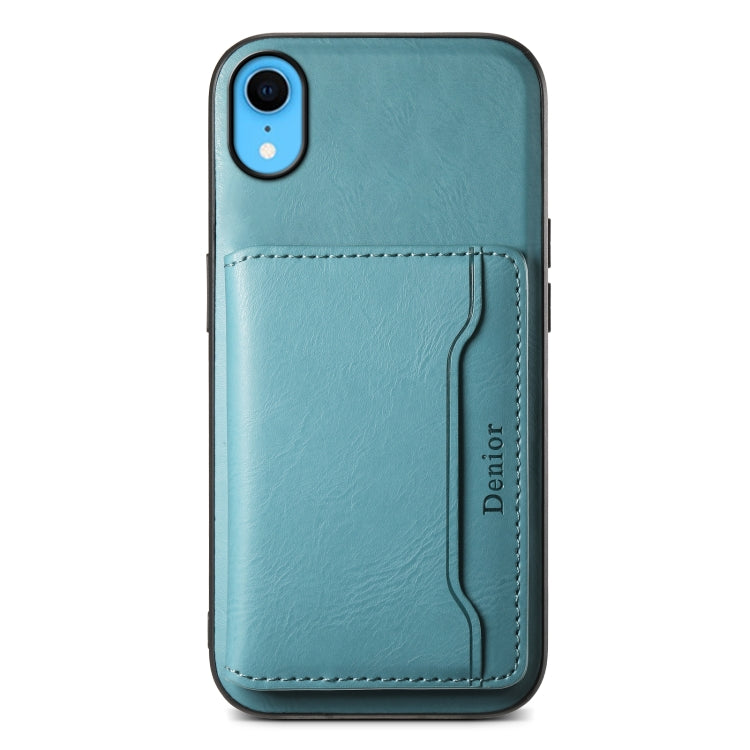 For iPhone XR Denior Cowhide Texture Leather MagSafe Detachable Wallet Phone Case(Blue) - HoMEdemic™ 