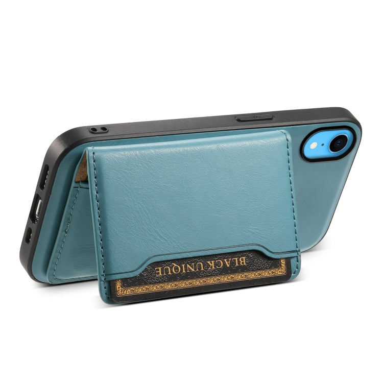 For iPhone XR Denior Cowhide Texture Leather MagSafe Detachable Wallet Phone Case(Blue) - HoMEdemic™ 