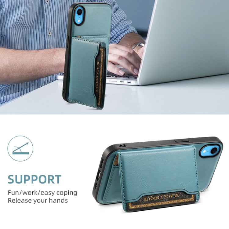 For iPhone XR Denior Cowhide Texture Leather MagSafe Detachable Wallet Phone Case(Blue) - HoMEdemic™ 