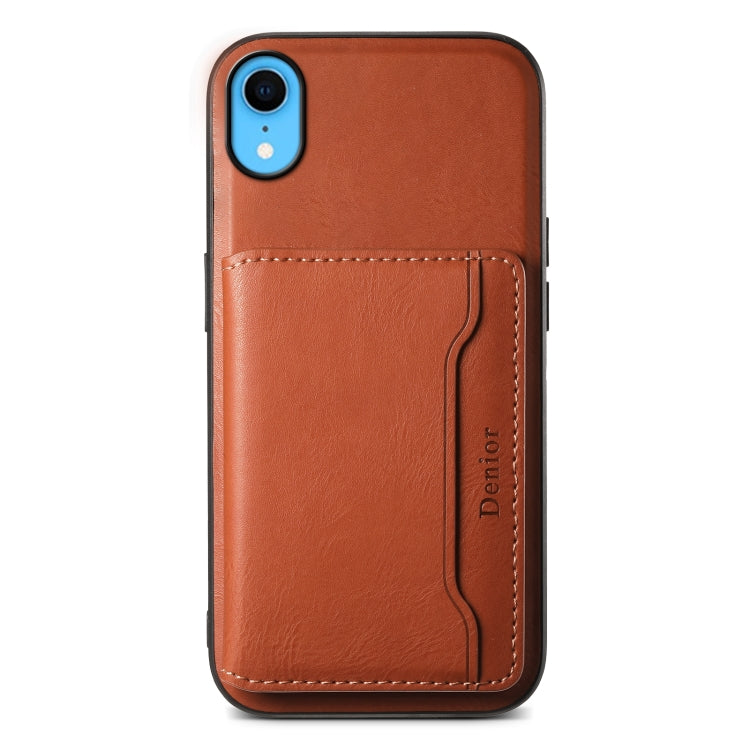 For iPhone XR Denior Cowhide Texture Leather MagSafe Detachable Wallet Phone Case(Brown) - HoMEdemic™ 
